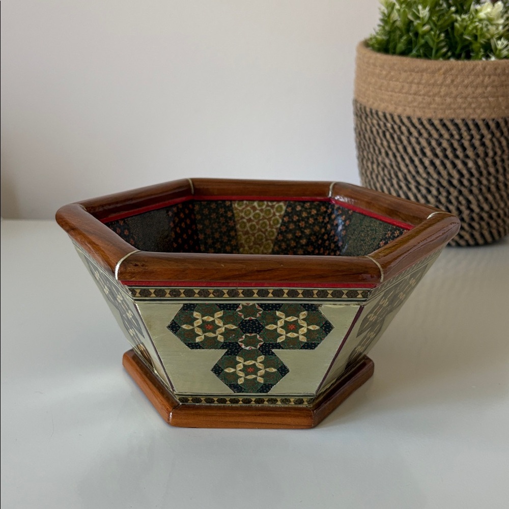 Persian Khatam Wooden Decorative Bowl